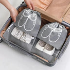 Shoe Storage Bag Dust-proof Waterproof Transparent Non Woven Fabric Shoe Tote Drawstring Packaging Organizer For Travel