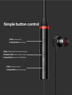 Lenovo Premium Bluetooth Neckband Model 05 – Super Bass Wireless Earphones with Clear Voice & Fast Charging (Black)