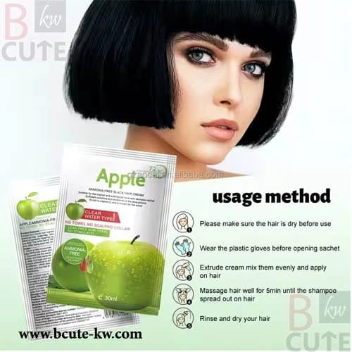 Apple Ammonia-Free Black Hair Shampoo (30ml x 10 Sachets)