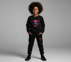 Kids Spider-Man Printed Black & Black Tracksuit Set | Winter Fleece Sweatshirt & Trouser Outfit for Boys & Girls – Warm & Trendy FOR BABY AND KIDS