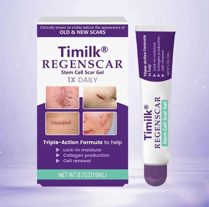 Timilk Regenscar Stem Cell Scar Gel – Triple-Action Formula for Old & New Scars, Surgical Marks, and Skin Renewal (15ml)