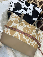 2 Pcs Premium Cow Print Tote Bag Set for Women – Stylish Shoulder Handbag with Matching Pouch