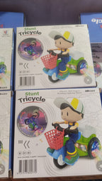 Musical Stunt Tricycle Toy Bike for Kids with 360° Rotation, 3D Flashing Lights, Music & Bump and Go Action