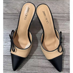 Jimmy Choo Pointed-Toe Leather Mules with Bow Detail