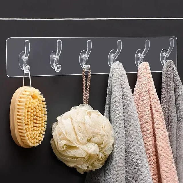Seamless Heavy Duty Sticky Hooks | Double-Sided Adhesive | Transparent Waterproof Wall Hangers | Bathroom & Kitchen