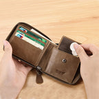 GOL Zip Leather Wallet for Men Compact Wallet with Coin Pocket Card Slots and Secure Closure