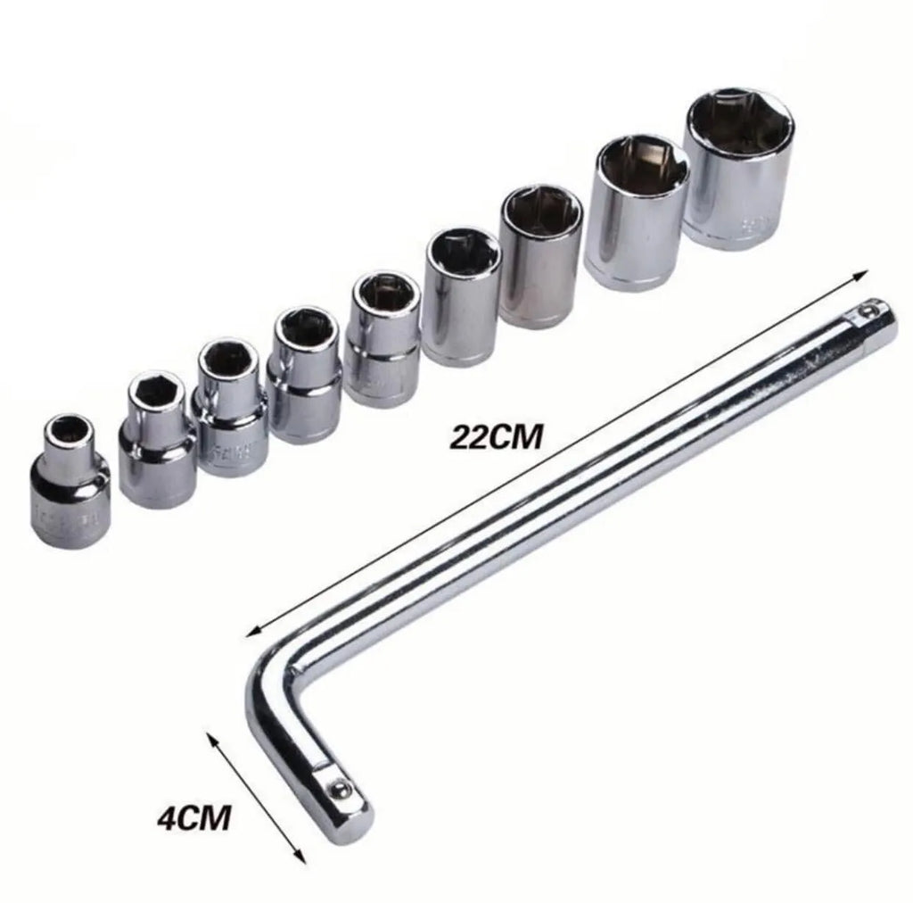 CTW-1810 | 10 Piece High Quality Socket Wrench Set Spanner Car Machine Repair Service Tools Kit | Best Quality Tool Kit 