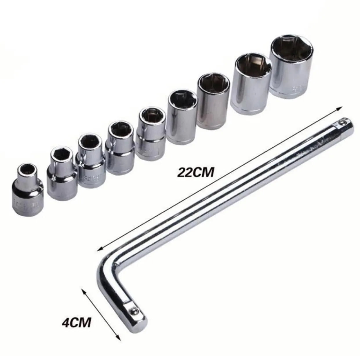 CTW-1810 | 10 Piece High Quality Socket Wrench Set Spanner Car Machine Repair Service Tools Kit | Best Quality Tool Kit 