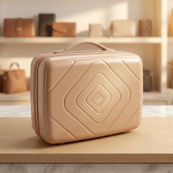 Premium Hard Shell Square Beauty Box – Portable Makeup & Cosmetic Travel Suitcase