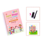 Sank Magic Practice Copybook Set – 4 Pcs Reusable Handwriting Practice Books With 10 Refills for Kids with Magic Ink Technology
