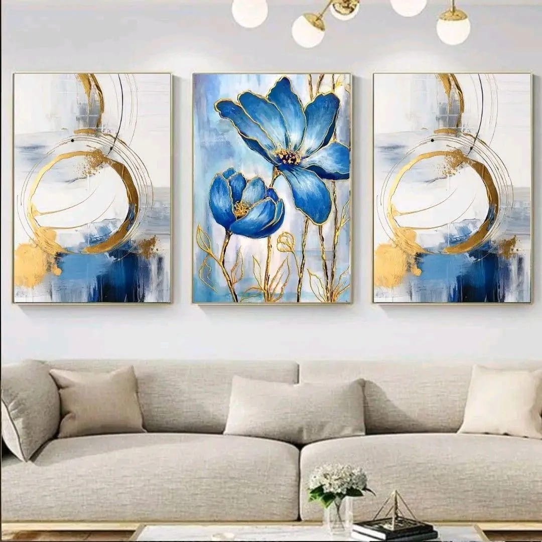 Set Of 3 Sticky Wooden Canvas Frames For Wall Decore Aesthatic Art / Sticky Phototiles For Room Wall Decoration