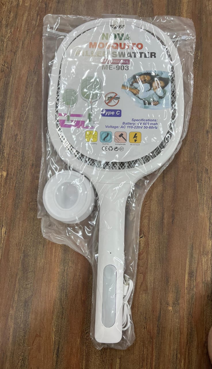 Mosquito Racket Electric Fly Swatter Powerful USB Rechargeable Grid 3-Layer Mesh Home Fly Killer Lamp (Without Box) (random color)