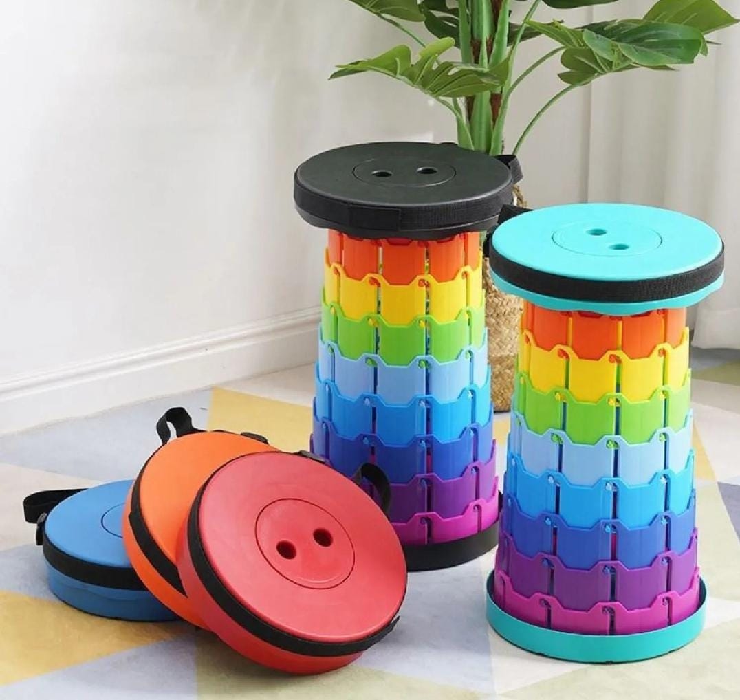 Portable Telescopic Stool Lightweight Collapsible Folding Seat For Camping Fishing Hiking And Outdoor Activities With Adjustable Height (Random Color)