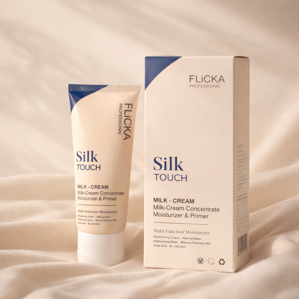 FLICKA Professional Silk Touch Milk-Cream Concentrate 60g | 3-in-1 Moisturizer, Primer & Makeup Base | Multi-Function Hydrating Face Cream