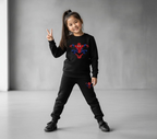 Kids Spider-Man Printed Black & Black Tracksuit Set | Winter Fleece Sweatshirt & Trouser Outfit for Boys & Girls – Warm & Trendy FOR BABY AND KIDS
