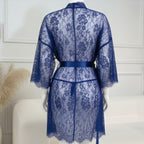 3 Piece Net Gown Set with Bra & Panty | Soft Lace Robe Lingerie | Free Size (fit upto 38 chest)