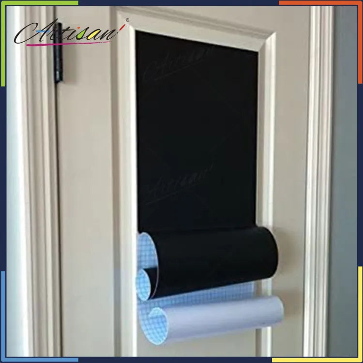 Artisan - Blackboard Chalkboard Vinyl Sticker Washable, Reusable - DIY Black Board Wall Adhesive Vinyl Sticker Roll - with 5pc colorful chalks