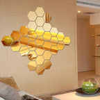 (pack of 12)  3d acrylic Hexagon Simple Mirror-Surface Geometric DIY Art Mural for Home Decoration Wall