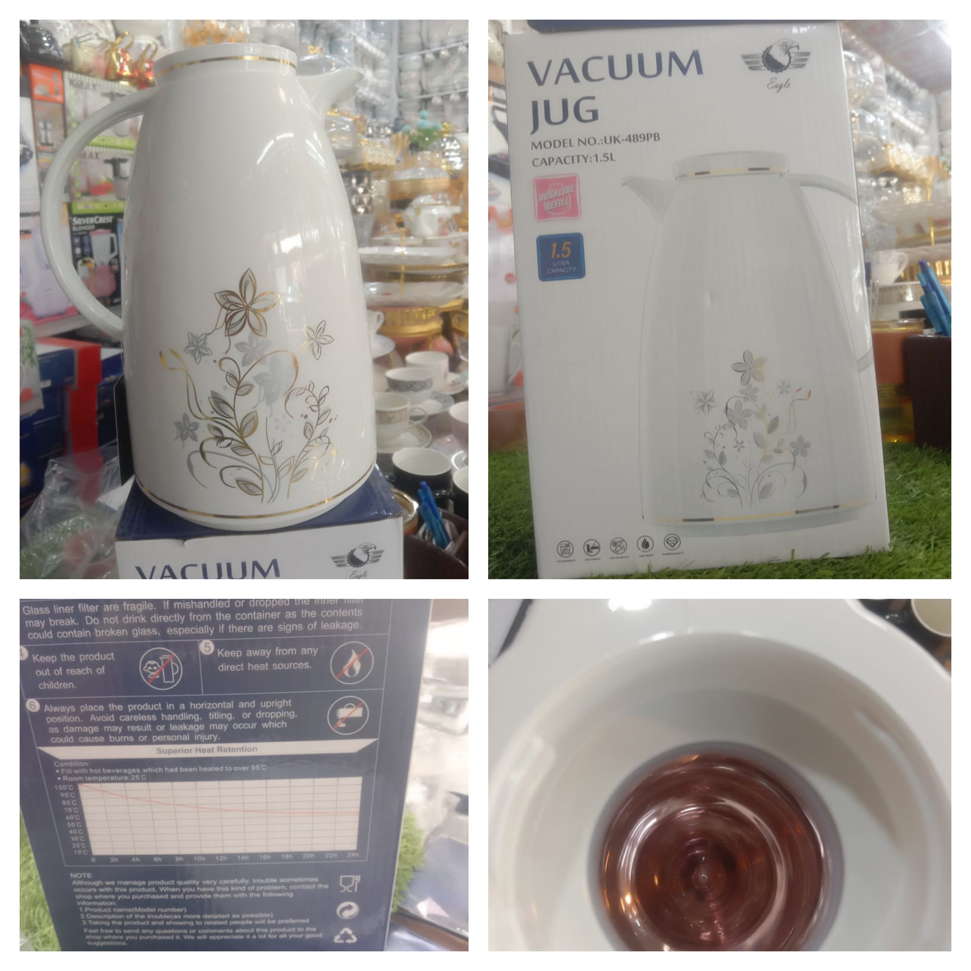 Vacuum Jug original Eagle Company | Chian and Hot and Cool Red Colour Glass | 1.5 &amp; 2 Liter Capacity Available
