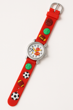 High Quality Cute Football Cartoon Children Watch Girls Rubber Kids Watches Boys Silicone Quartz Wristwatches (Random-Colour)