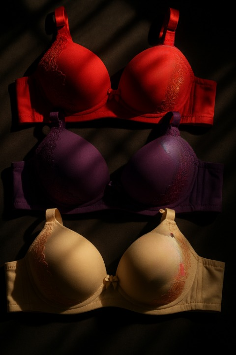 Silk Embroidered Padded Bra for Women – Luxury Undergarment with Soft Silk Fabric, Stylish Embroidery, Comfortable Fit &amp; Everyday Support (Random Color)