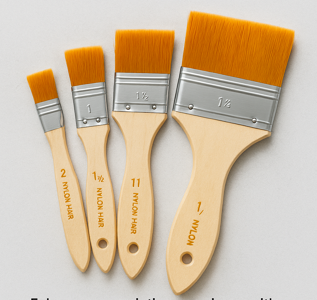 Pack of 4 Nylon Hair Wide and Thin Gesso Base Brushes – Premium Paint Brushes Set for Artists