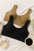 Women's Lycra Sports Bra Set – Black &amp; Skin | Ideal for Gym, Yoga &amp; Daily Comfort (Pack of 2)