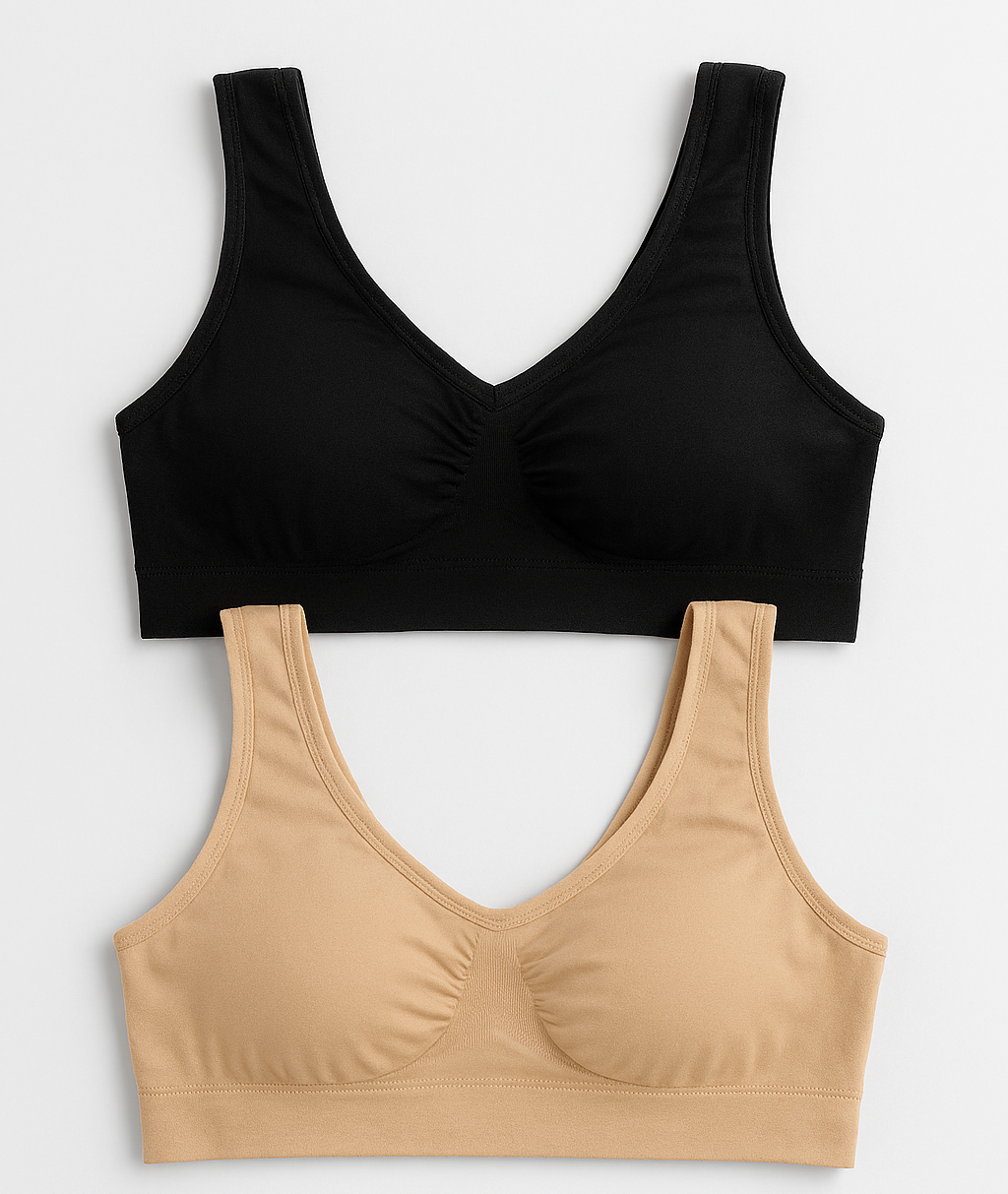 Women's Lycra Sports Bra Set – Black &amp; Skin | Ideal for Gym, Yoga &amp; Daily Comfort (Pack of 2)