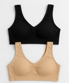 Women's Lycra Sports Bra Set – Black &amp; Skin | Ideal for Gym, Yoga &amp; Daily Comfort (Pack of 2)
