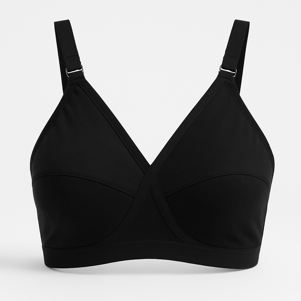 Black SADA Cotton Bra – Soft  3 Hook Support Bra for Women