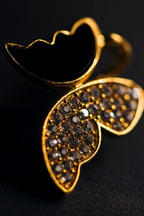 Zircon Butterfly Style Earrings for Women – Elegant Golden &amp; Silver Studs with Black Enamel and Sparkling Stones (AWJ-997)