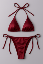 Women’s Bikini Set – Halter Neck Triangle Top &amp; Adjustable Side-Tie Bottom | Stylish Swimwear for Beach &amp; Pool