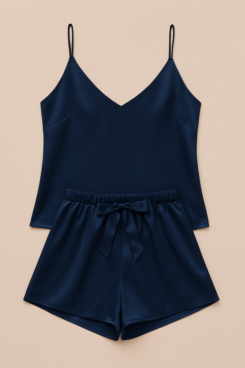 Satin Sleepwear Set featuring a luxe camisole and shorts Silky soft, lightweight, and elegantly tailored for cozy, stylish nights - Free Size