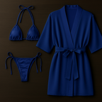 3-Piece Swimwear & Lounge Set for Women – Monokini, Bikini & Sheer Robe | Free Size