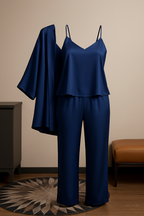 3-Piece Premium Satin Sleepwear Set for Women – Camisole, Pants &amp; Robe | Nightwear &amp; Loungewear | Free Size (DC-3002)