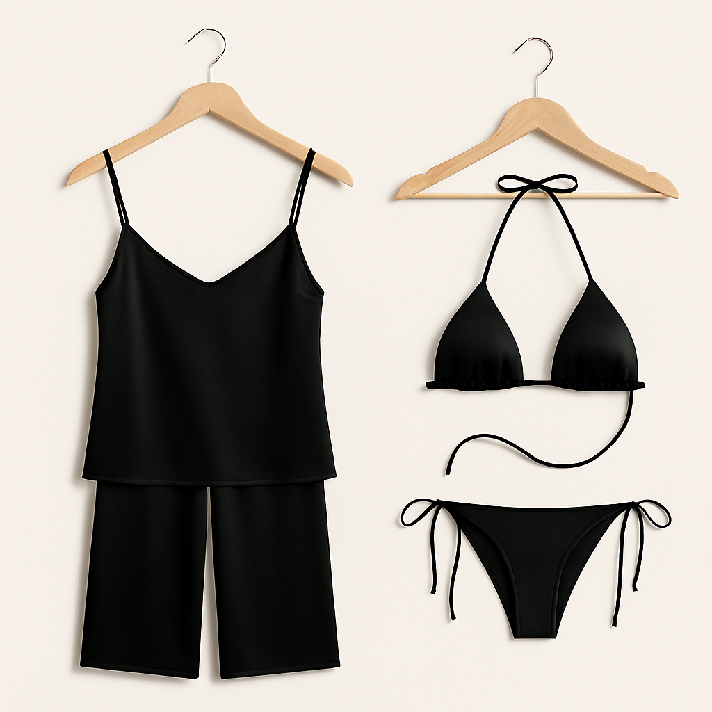 Satin Silk Camisole & Pajama with Bikini Set – Dual Style Nightwear for Women (DC-4003)