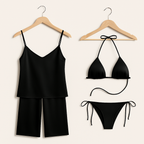 Satin Silk Camisole & Pajama with Bikini Set – Dual Style Nightwear for Women (DC-4003)