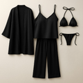 5-Piece Satin Sleepwear Set – Robe, Camisole, Pants & Bikini Nightwear ( DC-5002)