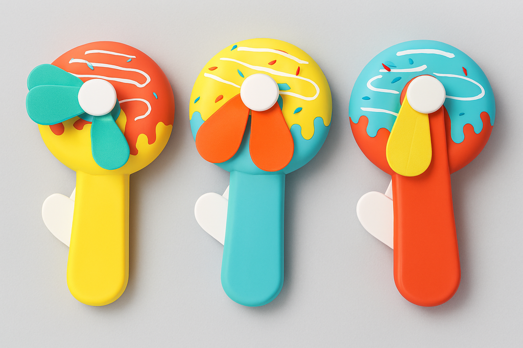 Handheld Donald Shape Toy Fan for Kids – Cute Cartoon Design, Safe Soft Blades, Portable Mini Fan for Summer Play &amp; Cooling (Random Color)
