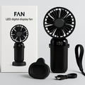 LED Digital Display Rechargeable Fan with USB Cable – Portable Mini Cooling Fan with Adjustable Speed, Battery Indicator &amp; Easy Charging (random color)