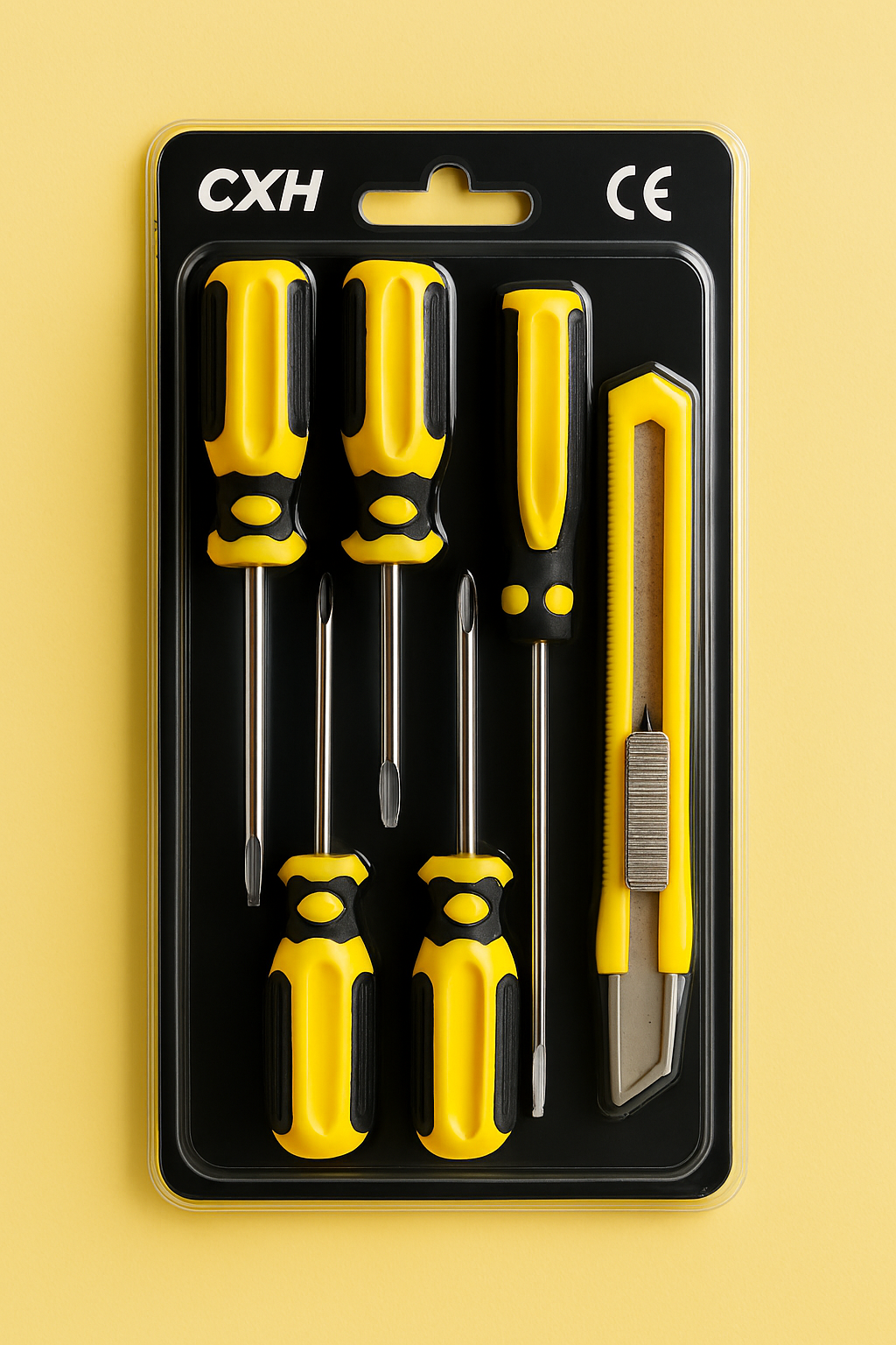 Set of 5 Screwdrivers &amp; 1 Cutter – High Quality Hand Tool Kit with 2 Straight, 3 Cross Screwdrivers &amp; Sharp Cutter for Household and DIY Use
