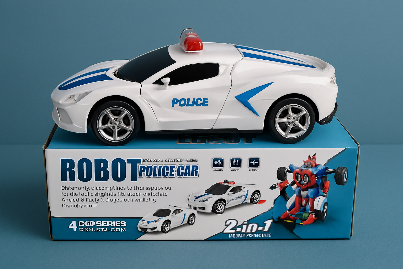 Robot Police Car Toy – Transformer with Lights, Music, Automatic Rotation &amp; Bump-and-Go Movement, Brain Development &amp; Fun Play for Kids
