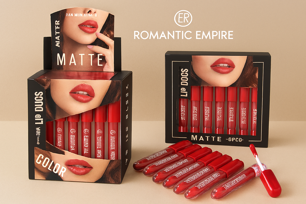 Romantic Empire Matte Lipgloss Set of 6 – High Pigment, Long-Lasting Liquid Lip Gloss | Shades of Red Collection