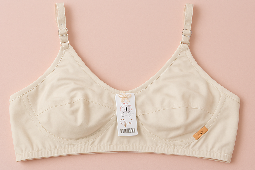 Jersey Soft Fabric Non-Padded Bra for Women – Plain Comfortable &amp; Lightweight Everyday Wear Lingerie in Beige, Available Sizes 32 to 42
