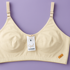 Jersey Soft Fabric Non-Padded Bra for Women – Plain Comfortable &amp; Lightweight Everyday Wear Lingerie in Beige, Available Sizes 32 to 42