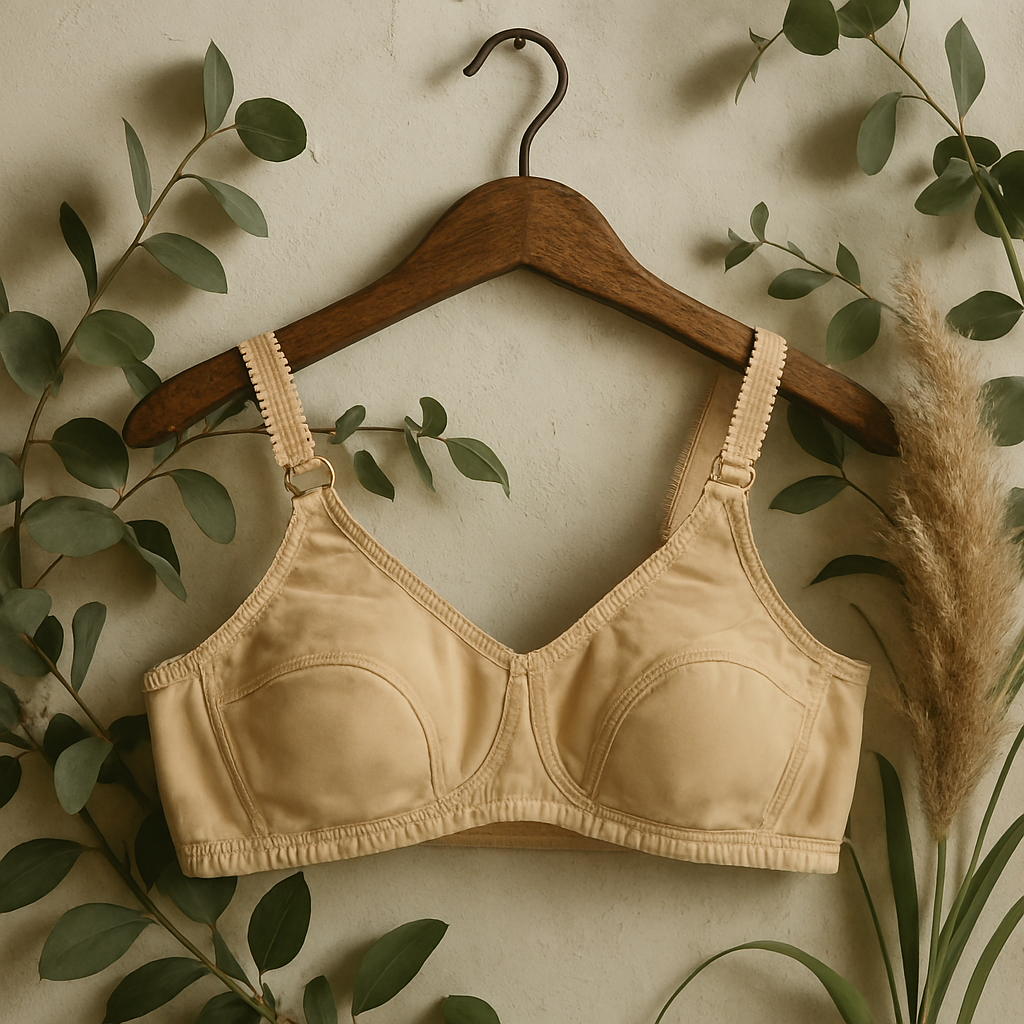 Cotton Plain Non-Padded Bra – Lightweight, Comfortable Everyday Wear (Sizes 32–42, Beige)