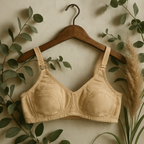 Cotton Plain Non-Padded Bra – Lightweight, Comfortable Everyday Wear (Sizes 32–42, Beige)