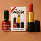 Medora 2 in 1 Lipstick &amp; Nail Polish Combo – Premium Beauty Deal with Matching Shades, Includes 1 Lipstick &amp; 1 Nail Polish (Shade Red, Maroon)
