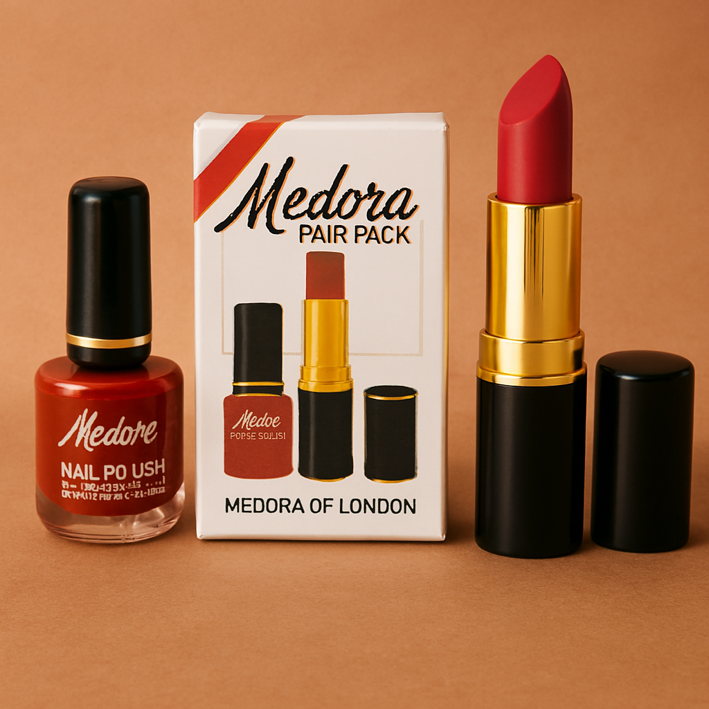 Medora 2 in 1 Lipstick &amp; Nail Polish Combo – Premium Beauty Deal with Matching Shades, Includes 1 Lipstick &amp; 1 Nail Polish (Shade Red, Maroon)