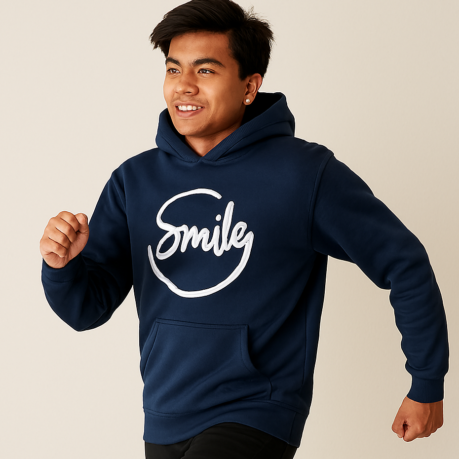 Navy Blue Smile Hoodie for Men | Premium Quality, Stylish &amp; Machine Washable